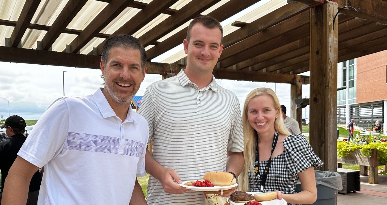 group of people with hands in